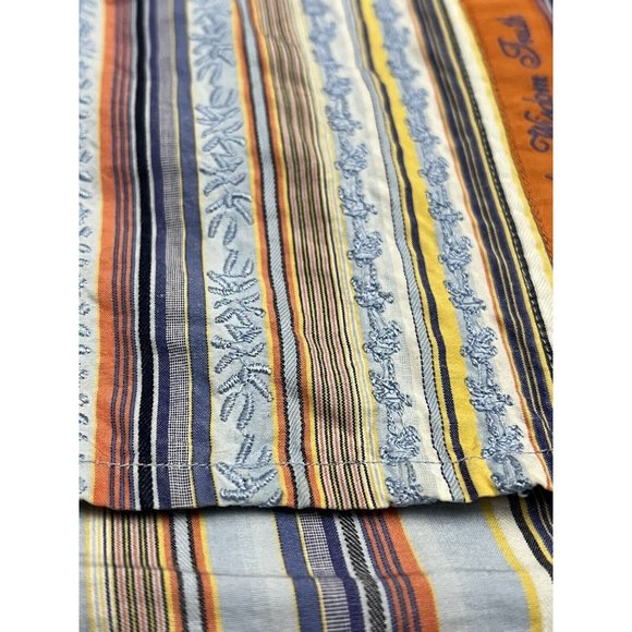 ROBERT GRAHAM L/S Textured Striped Flip Cuff Button Front Sz 2XL Embroidered - Picture 8 of 12